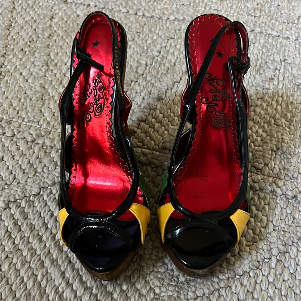 Naughty Monkey Black and Red Heels Bold Design
